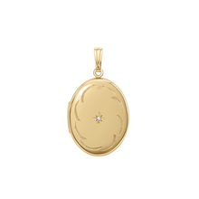 Load image into Gallery viewer, ITI NYC Oval Locket with Diamonds and Filigree Etching in 14K Gold Filled with Optional Engraving (34 x 20 mm)