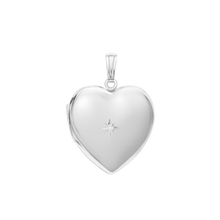 Load image into Gallery viewer, ITI NYC Heart Locket with Diamonds in Sterling Silver with Optional Engraving (34 x 26 mm)