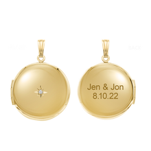 Load image into Gallery viewer, ITI NYC Round Locket with Diamonds in 14K Yellow Gold Optional Engraving (27 x 19 mm - 31 x 23 mm)