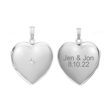 Load image into Gallery viewer, ITI NYC Heart Locket with Diamonds in Sterling Silver with Optional Engraving (34 x 26 mm)