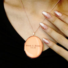 Load image into Gallery viewer, ITI NYC Plain Oval Locket in Sterling Silver 18K Rose Gold Finish with Optional Engraving (23 x 14 mm - 57 x 39 mm)