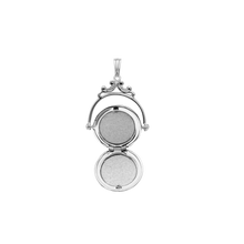 Load image into Gallery viewer, ITI NYC Antique Design Round Locket with Diamonds in Sterling Silver with Optional Engraving (35 x 24 mm)