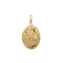 Load image into Gallery viewer, ITI NYC Hand Engraved Design Oval Locket in 14K Gold Filled with Optional Engraving (30 x 16 mm)