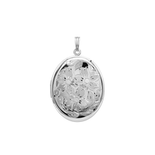 Load image into Gallery viewer, ITI NYC Hand Engraved Design Oval Locket in Sterling Silver with Optional Engraving (46 x 30 mm)