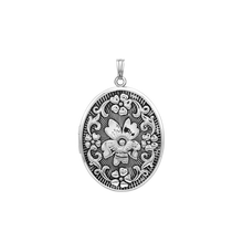 Load image into Gallery viewer, ITI NYC Antique Finish Embossed Oval Locket in Sterling Silver with Optional Engraving (46 x 30 mm)