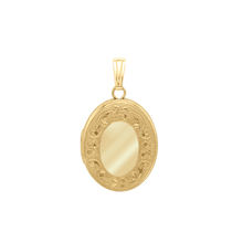 Load image into Gallery viewer, ITI NYC Hand Engraved Design Oval Locket in 14K Gold Filled with Optional Engraving (23 x 13 mm)