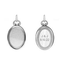 Load image into Gallery viewer, ITI NYC Oval Half Locket in Sterling Silver with Optional Engraving (30 x 16 mm)