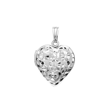 Load image into Gallery viewer, ITI NYC Hand Engraved Design Heart Locket in Sterling Silver with Optional Engraving (28 x 15 mm)