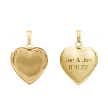 Load image into Gallery viewer, ITI NYC Hand Engraved Design Heart Locket in 14K Gold Filled with Optional Engraving (28 x 19 mm)