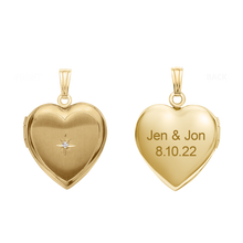 Load image into Gallery viewer, ITI NYC Heart Locket with Diamonds in 14K Gold Filled with Optional Engraving (28 x 19 mm)