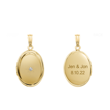 Load image into Gallery viewer, ITI NYC Oval Locket with Diamonds in 14K Gold with Optional Engraving (13 x 10 mm - 16 x 13 mm)