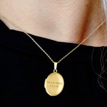 Load image into Gallery viewer, ITI NYC Plain Oval Locket in Sterling Silver 18K Yellow Gold Finish with Optional Engraving (23 x 14 mm - 57 x 39 mm)