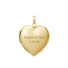 Load image into Gallery viewer, ITI NYC Plain Heart Locket in Sterling Silver 18K Yellow Gold Finish with Optional Engraving (22 x 15 mm - 34 x 26 mm)