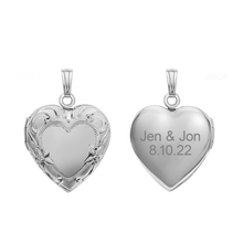 Load image into Gallery viewer, ITI NYC Embossed Heart Locket in Sterling Silver with Optional Engraving (28 x 19 mm)