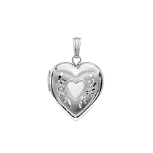 Load image into Gallery viewer, ITI NYC Hand Engraved Design Heart Locket in Sterling Silver with Optional Engraving (22 x 15 mm)