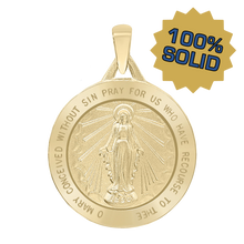 Load image into Gallery viewer, 14K Gold Round Miraculous Medallion (5/8 inch - 1 1/4 inch)