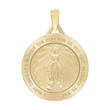 Load image into Gallery viewer, 14K Gold Round Miraculous Medallion (5/8 inch - 1 1/4 inch)