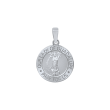 Load image into Gallery viewer, Sterling Silver Round Our Lady of Guadalupe Medallion (5/8 inch - 1 inch)