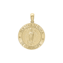 Load image into Gallery viewer, 14K Gold Round Nuestra Señora de Guadalupe Medallion (5/8 inch - 1 inch)