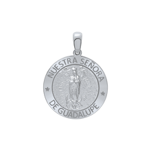 Load image into Gallery viewer, Sterling Silver Round Nuestra Señora de Guadalupe Medallion (5/8 inch - 1 inch)