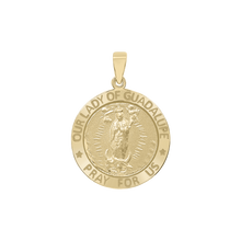 Load image into Gallery viewer, 14K Gold Round Our Lady of Guadalupe Medallion (5/8 inch - 1 inch)