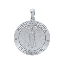 Load image into Gallery viewer, Sterling Silver Round Nuestra Señora de Guadalupe Medallion (5/8 inch - 1 inch)
