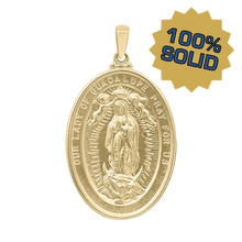 Load image into Gallery viewer, 14K Gold Oval Our Lady of Guadalupe Medallion (1 3/8 inch)