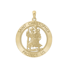 Load image into Gallery viewer, 14K Gold Round Saint Christopher Medallion (1 1/4 inch - 1 1/2 inch)