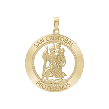 Load image into Gallery viewer, 14K Gold Round San Cristobal Medallion (1 1/4 inch - 1 1/2 inch)