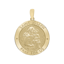 Load image into Gallery viewer, 14K Gold Round Saint Joseph Medallion (5/8 inch - 1 inch)