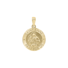 Load image into Gallery viewer, 14K Gold Round Saint Anne Medallion (5/8 inch - 1 inch)