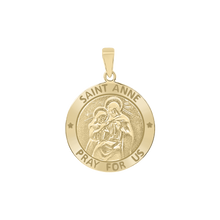 Load image into Gallery viewer, 14K Gold Round Saint Anne Medallion (5/8 inch - 1 inch)