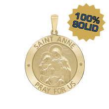 Load image into Gallery viewer, 14K Gold Round Saint Anne Medallion (5/8 inch - 1 inch)