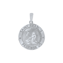 Load image into Gallery viewer, Sterling Silver Round Saint Francis Medallion (5/8 inch - 1 inch)