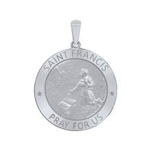 Load image into Gallery viewer, Sterling Silver Round Saint Francis Medallion (5/8 inch - 1 inch)