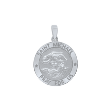 Load image into Gallery viewer, Sterling Silver Round Saint Michael Medallion (5/8 inch - 1 inch)