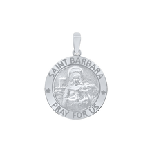Load image into Gallery viewer, Sterling Silver Round Saint Barbara Medallion (5/8 inch - 1 inch)