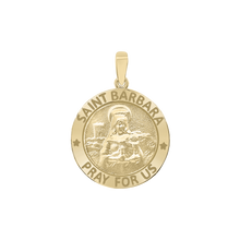 Load image into Gallery viewer, 14K Gold Round Saint Barbara Medallion (5/8 inch - 1 inch)