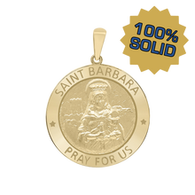 Load image into Gallery viewer, 14K Gold Round Saint Barbara Medallion (5/8 inch - 1 inch)