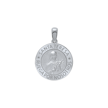 Load image into Gallery viewer, Sterling Silver Round Santa Teresa Medallion (5/8 inch - 3/4 inch)