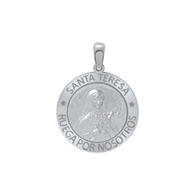 Load image into Gallery viewer, Sterling Silver Round Santa Teresa Medallion (5/8 inch - 3/4 inch)
