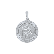 Load image into Gallery viewer, Sterling Silver Round Saint Christopher Medallion (5/8 inch - 1 inch)