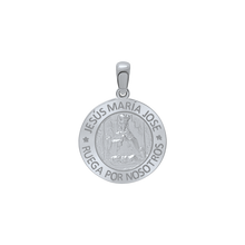 Load image into Gallery viewer, Sterling Silver Round Sagrada Familia (Jesús, Maria, y Jose) Medallion (5/8 inch - 1 inch)