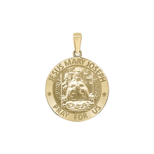 Load image into Gallery viewer, 14K Gold Round Holy Family (Jesus, Mary, and Joseph) Medallion (5/8 inch - 1 inch)