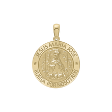 Load image into Gallery viewer, 14K Gold Round Sagrada Familia (Jesús, Maria, y Jose) Medallion (5/8 inch - 1 inch)