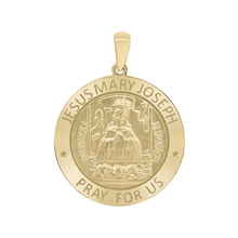 Load image into Gallery viewer, 14K Gold Round Holy Family (Jesus, Mary, and Joseph) Medallion (5/8 inch - 1 inch)