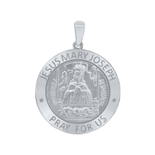 Load image into Gallery viewer, Sterling Silver Round Holy Family (Jesus, Mary, and Joseph) Medallion (5/8 inch - 1 inch)