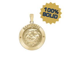 Load image into Gallery viewer, 14K Gold Round Baptism Medallion (3/4 inch)