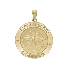 Load image into Gallery viewer, 14K Gold Round Espíritu Santo Medallion (5/8 inch - 1 inch)