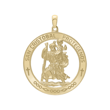 Load image into Gallery viewer, 14K Gold Round San Cristobal Medallion (1 1/4 inch - 1 1/2 inch)